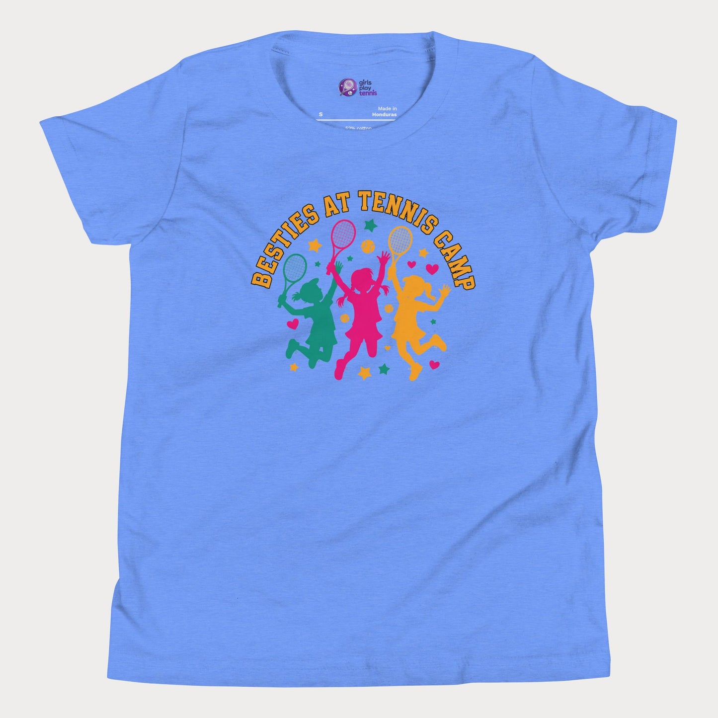 Blue Besties at Tennis Camp colorful tennis t-shirt for girls