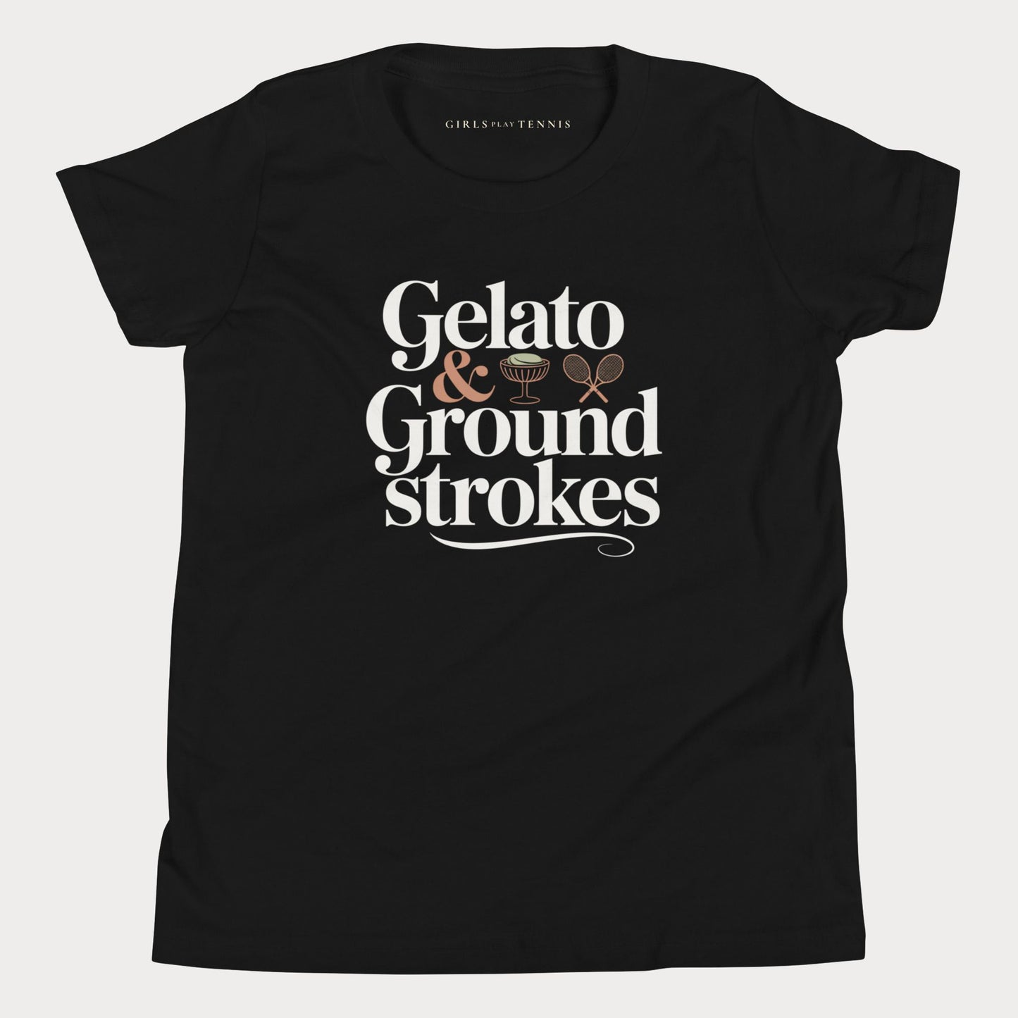 Gelato & Groundstrokes Youth Tennis Tee — Dark