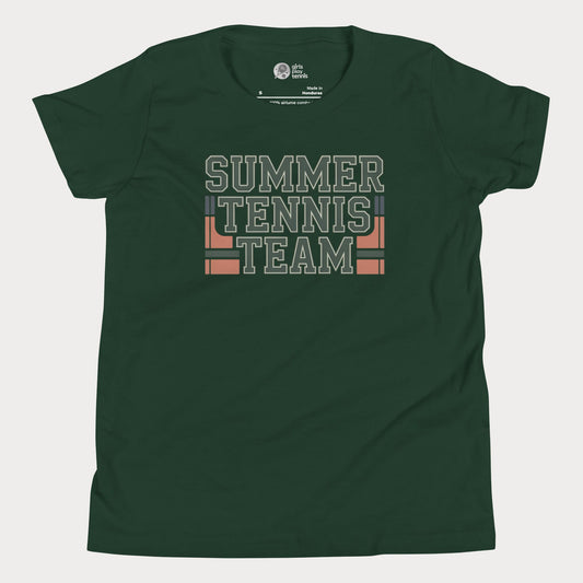 Forest Summer Tennis Team varsity-inspired tennis t-shirt for kids and teens