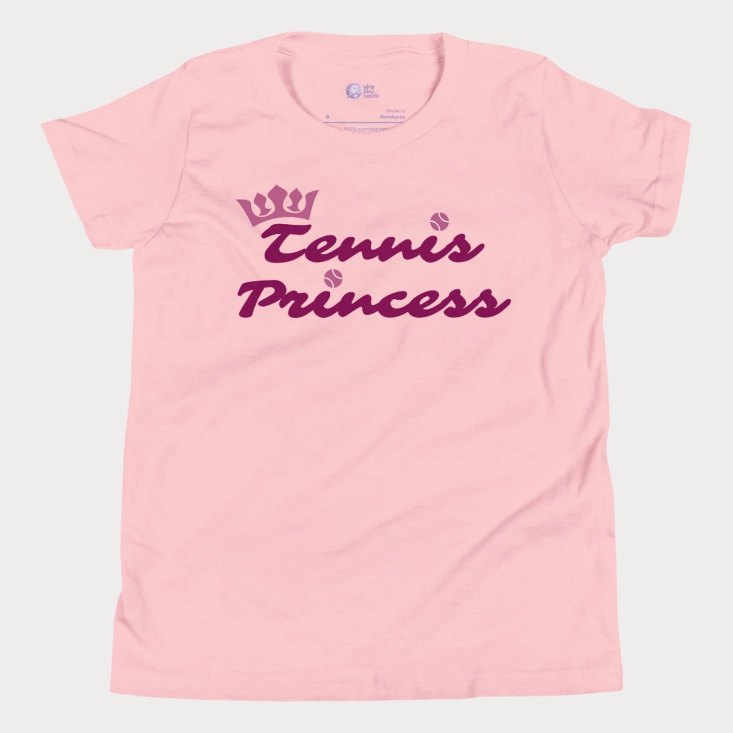 Adorable "Tennis Princess" girls' t-shirt that blends sporty confidence with a touch of royalty.