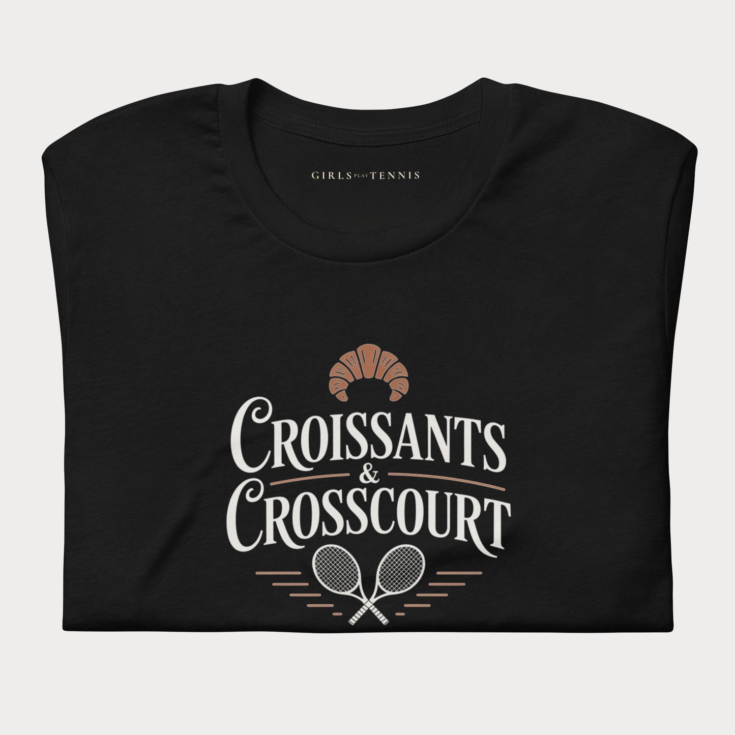 Croissants & Crosscourt Tennis Tee — Dark
