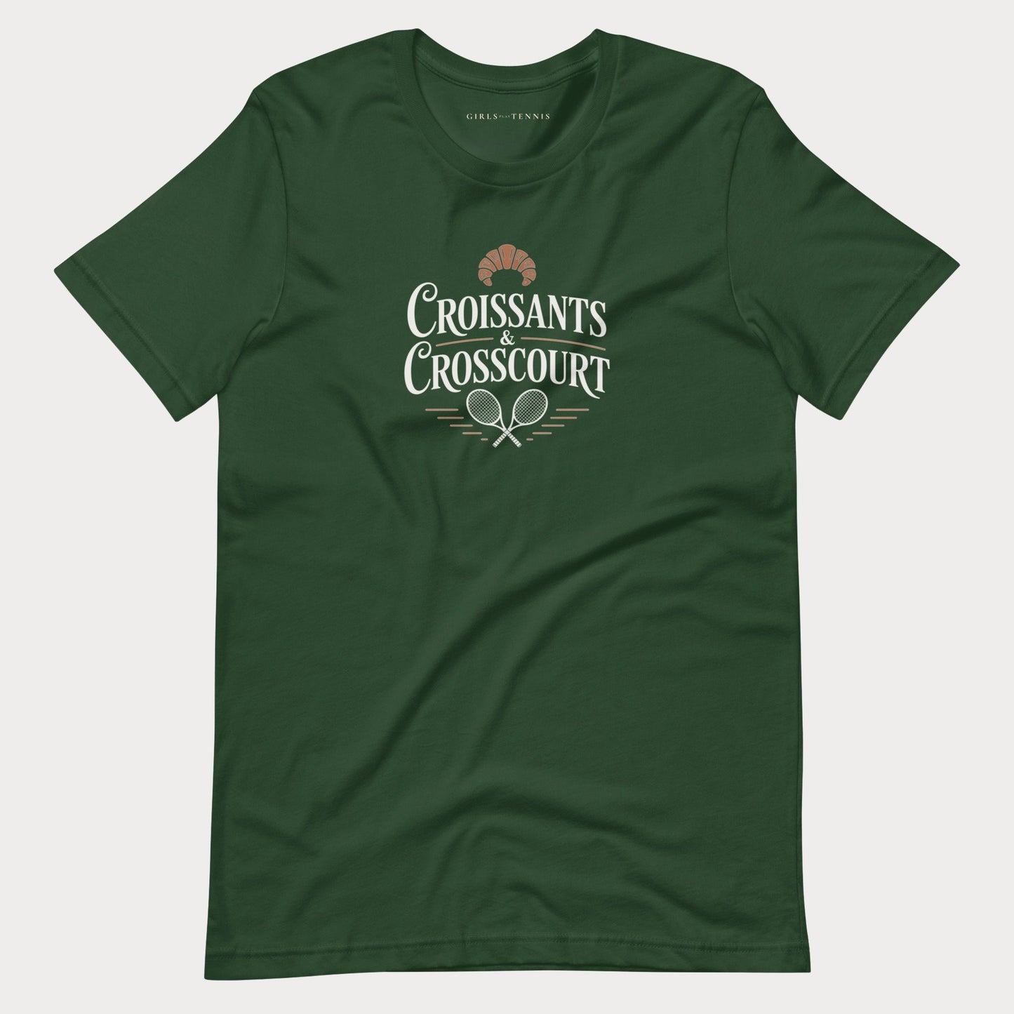 Croissants & Crosscourt Tennis Tee — Dark