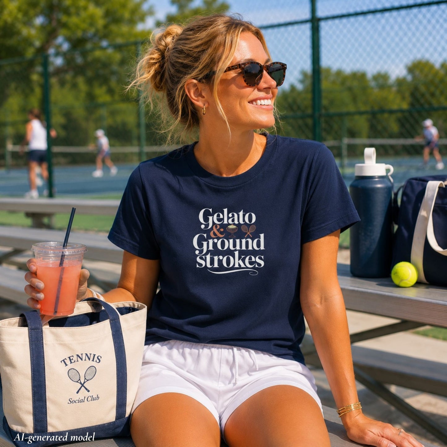 Gelato & Groundstrokes Tennis Tee — Dark