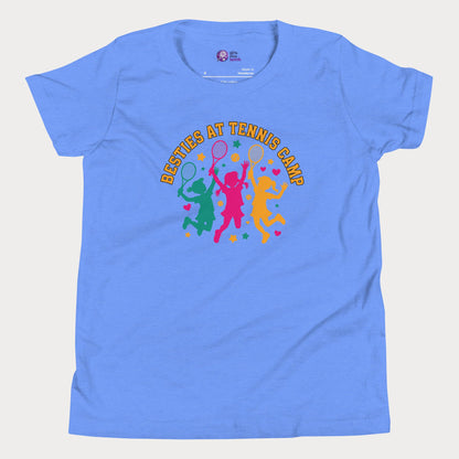 Blue Besties at Tennis Camp colorful tennis t-shirt for girls