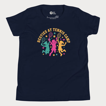 Navy Besties at Tennis Camp colorful tennis t-shirt for girls