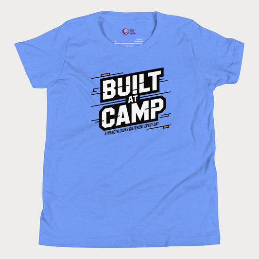 Heather Columbia Blue Built at Camp athletic tennis camp t-shirt for kids and teens