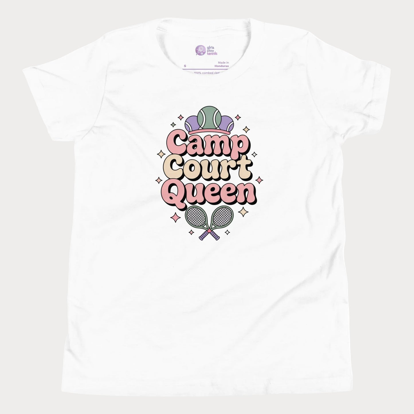 White Camp Court Queen pastel tennis t-shirt for girls