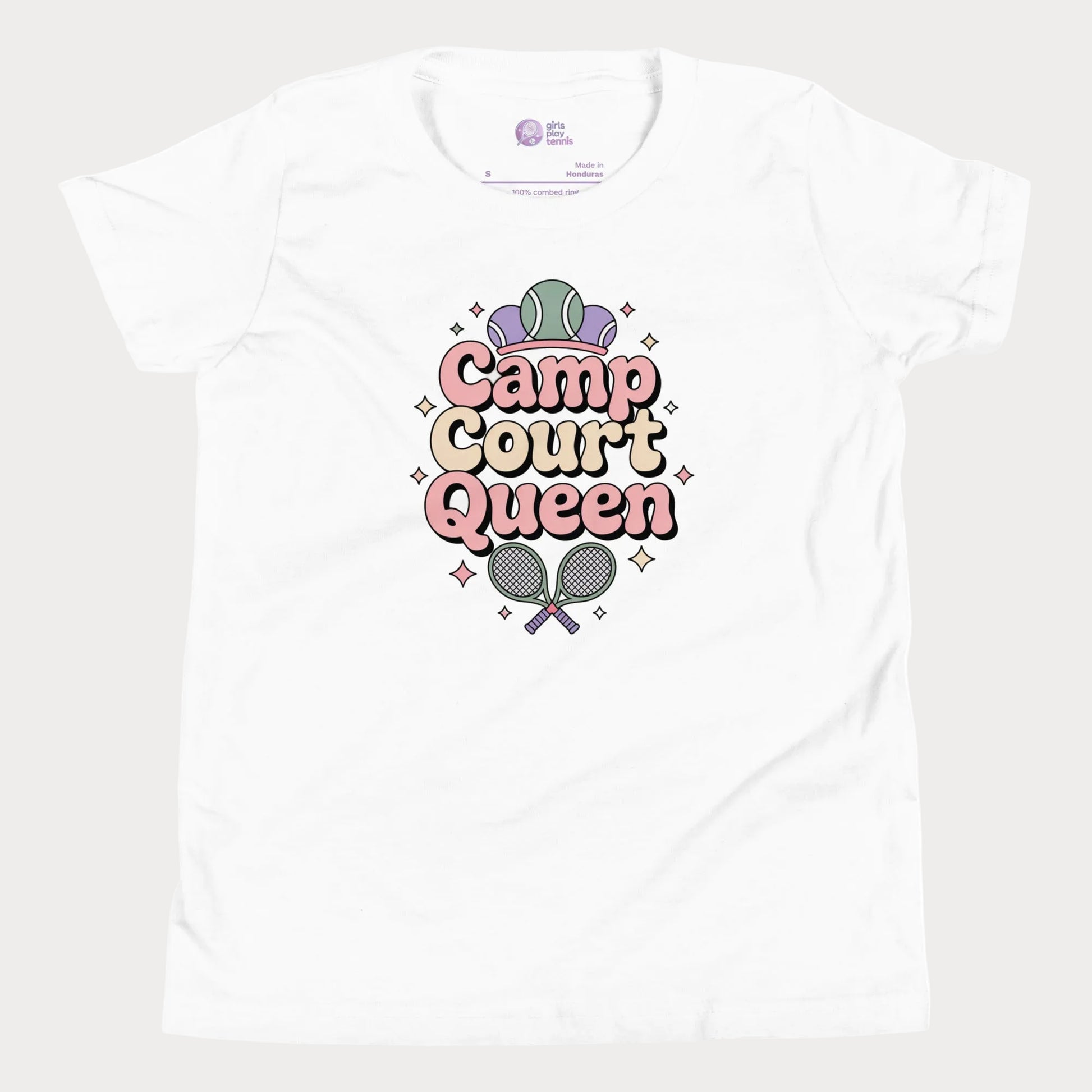 White Camp Court Queen pastel tennis t-shirt for girls