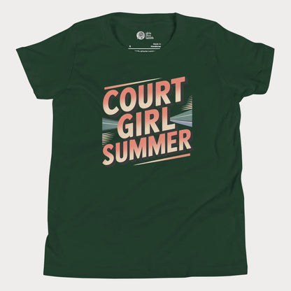 Forest green Court Girl Summer retro-inspired tennis t-shirt for girls