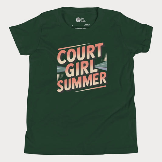 Forest green Court Girl Summer retro-inspired tennis t-shirt for girls