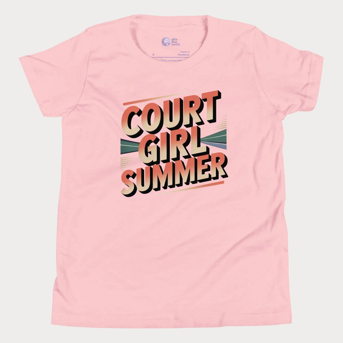 Pink Court Girl Summer retro-inspired tennis t-shirt for girls