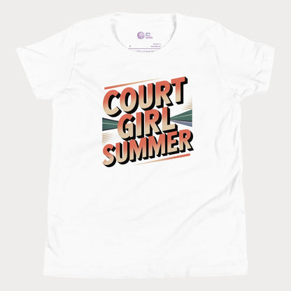 White Court Girl Summer retro-inspired tennis t-shirt for girls