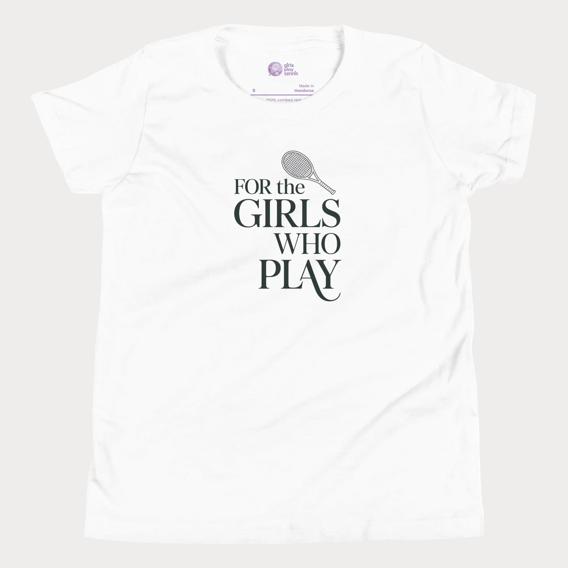 White For the Girls Who Play elegant tennis t-shirt for girls