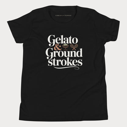 Gelato & Groundstrokes Youth Tennis Tee — Dark
