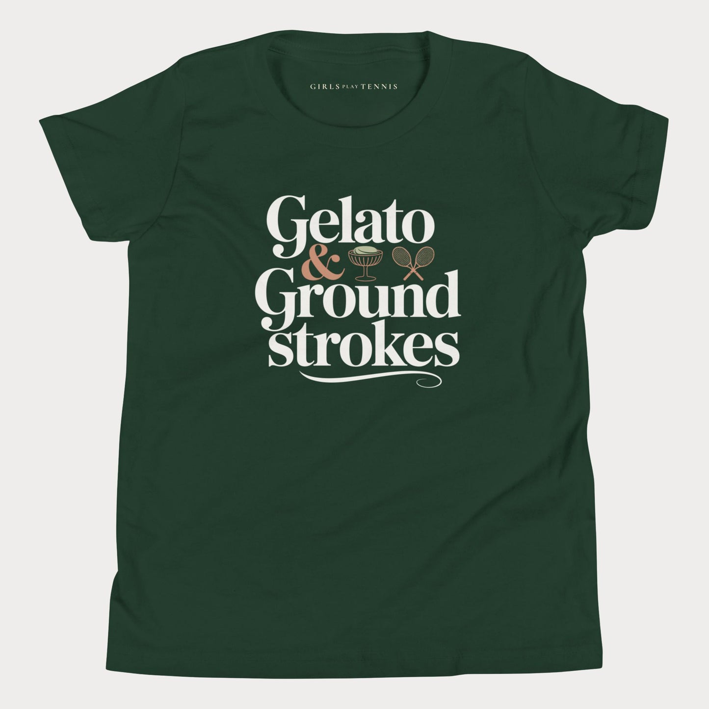 Gelato & Groundstrokes Youth Tennis Tee — Dark
