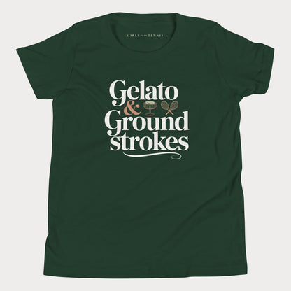 Gelato & Groundstrokes Youth Tennis Tee — Dark