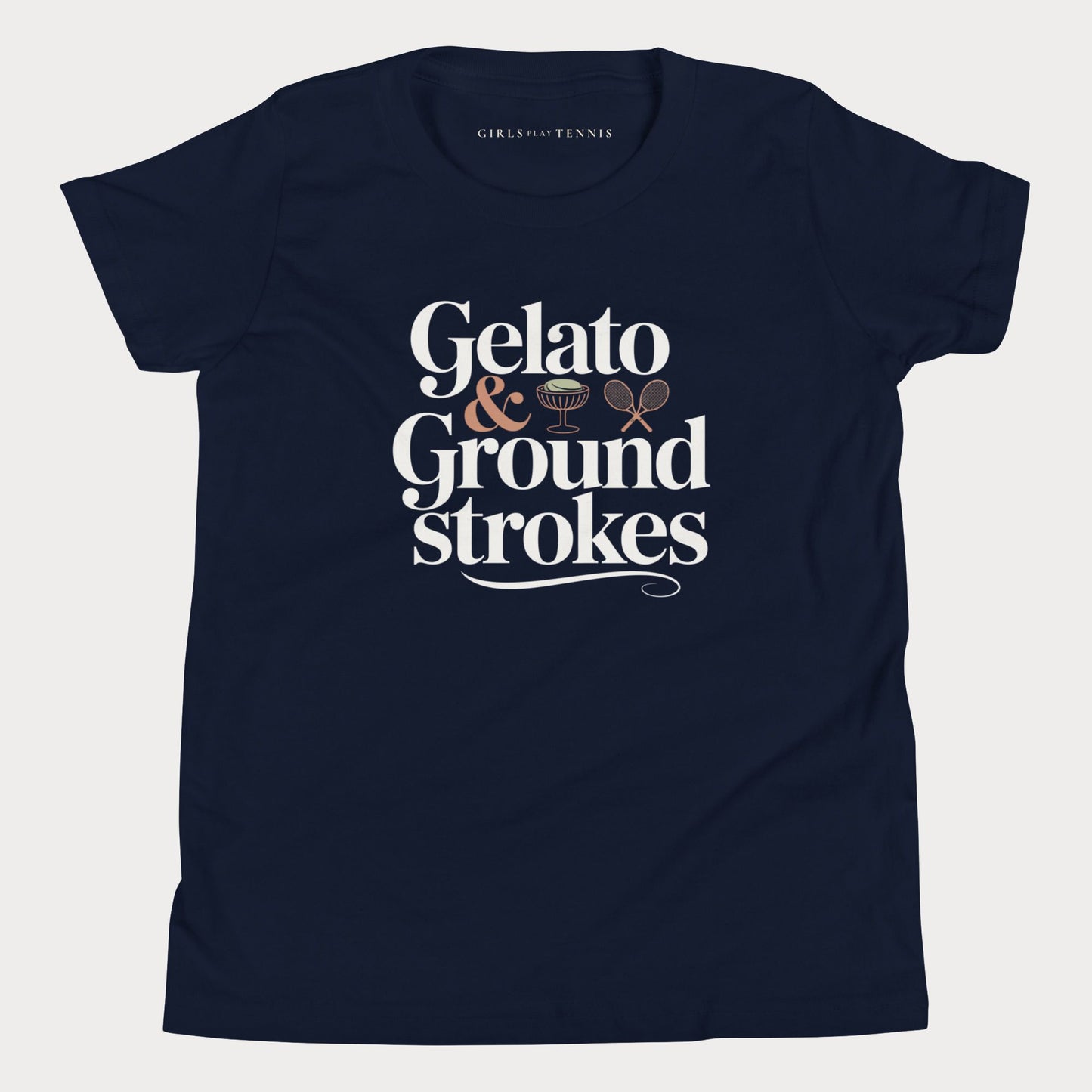 Gelato & Groundstrokes Youth Tennis Tee — Dark