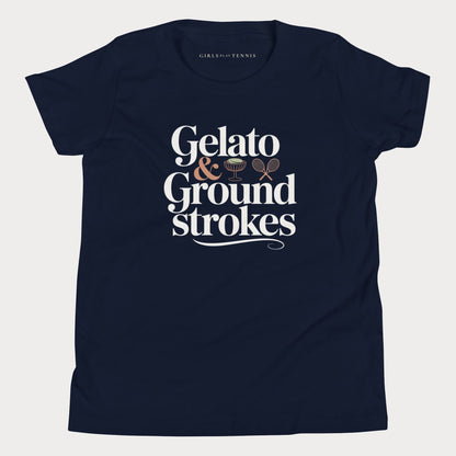 Gelato & Groundstrokes Youth Tennis Tee — Dark