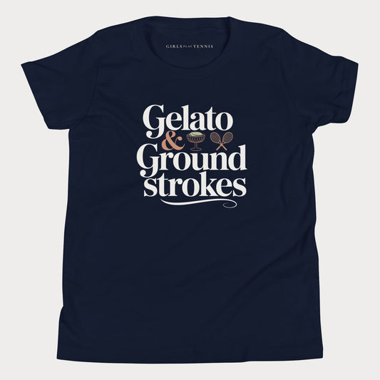 Gelato & Groundstrokes Youth Tennis Tee — Dark