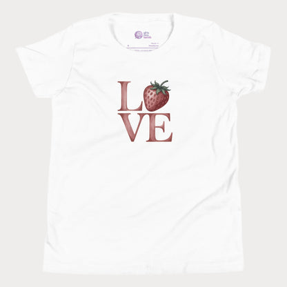 White girls tennis t-shirt with strawberry ‘LOVE’ design – part of Grass Court Collection