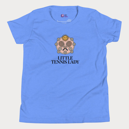 Blue Little Tennis Lady floral tennis t-shirt for girls