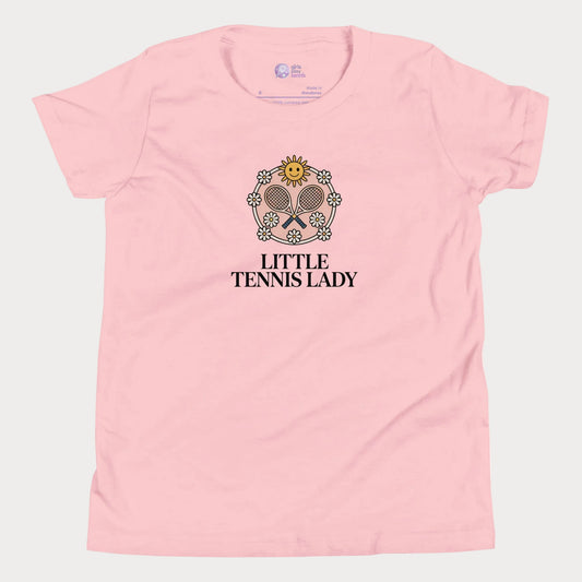Pink Little Tennis Lady floral tennis t-shirt for girls