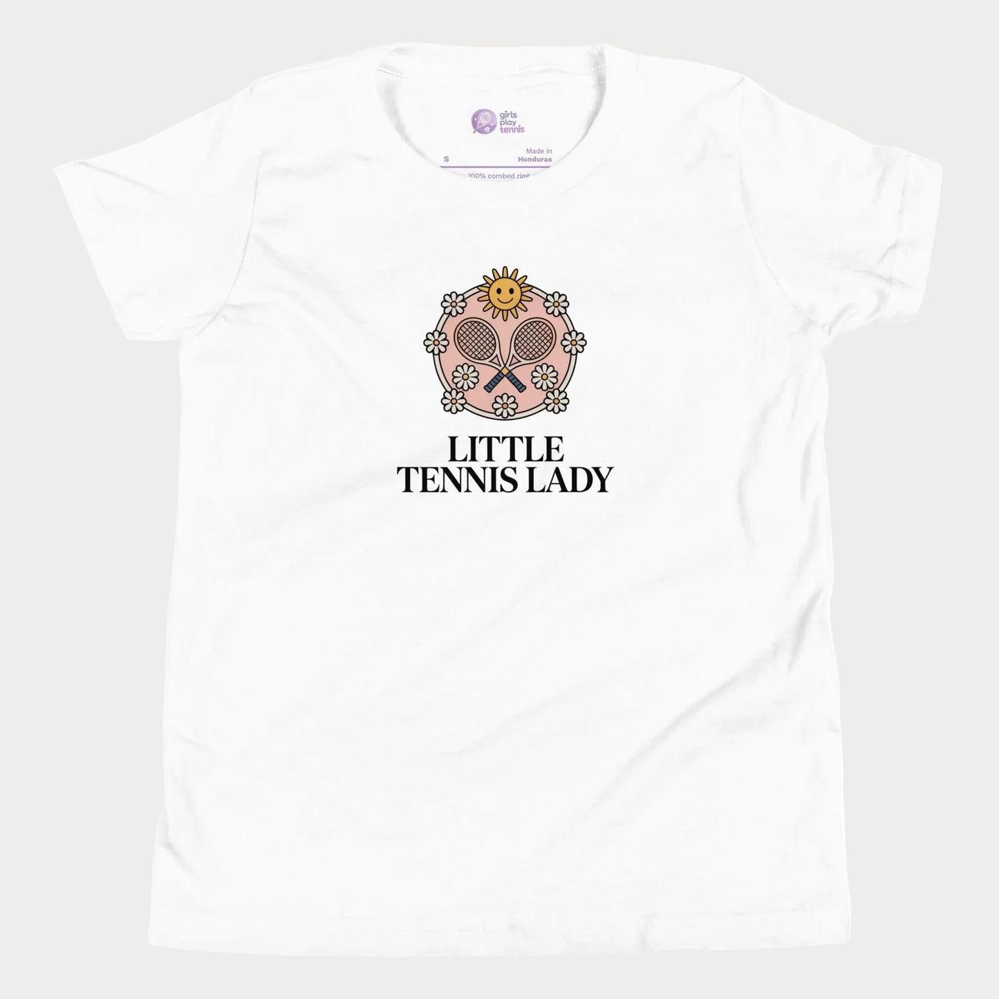 White Little Tennis Lady floral tennis t-shirt for girls