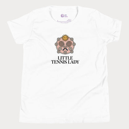 White Little Tennis Lady floral tennis t-shirt for girls