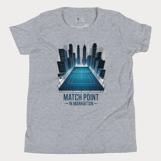 Girls Play Tennis Matchpoint in Manhattan T-Shirt – NYC skyline tennis court design for girls.