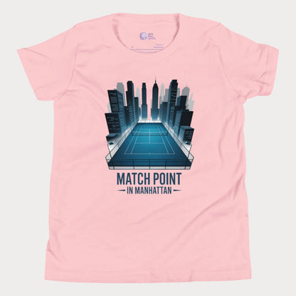 Girls Play Tennis Matchpoint in Manhattan T-Shirt – NYC skyline tennis court design for girls