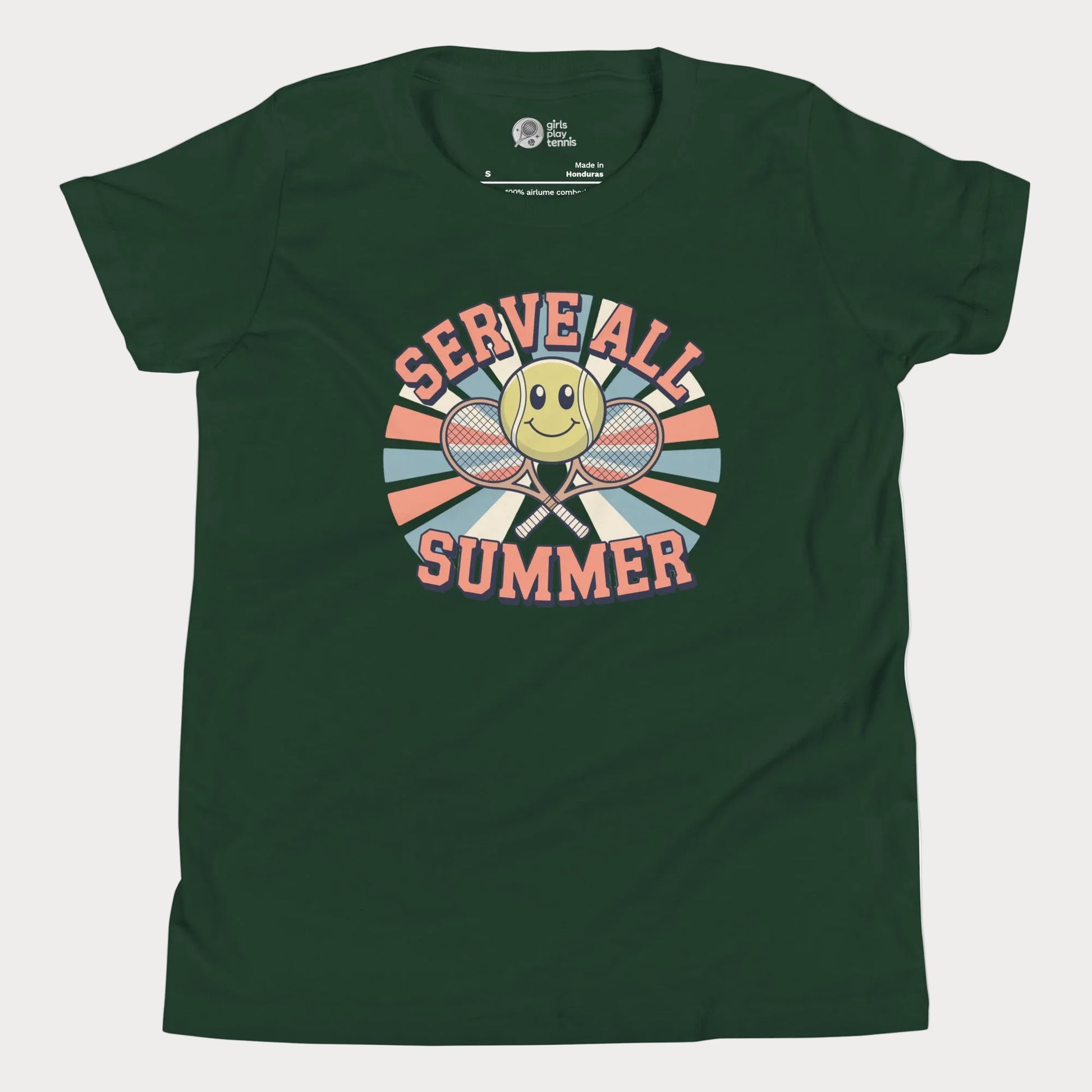 Forest Serve All Summer retro-inspired tennis t-shirt for kids and teens