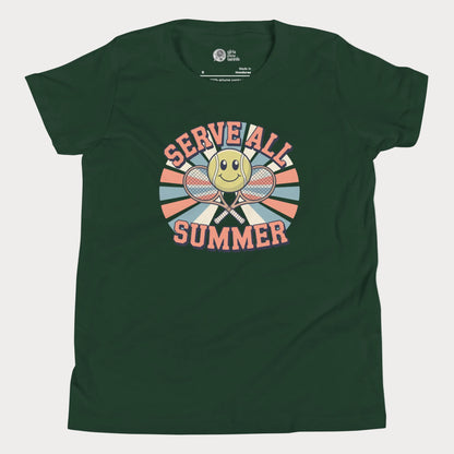 Forest Serve All Summer retro-inspired tennis t-shirt for kids and teens