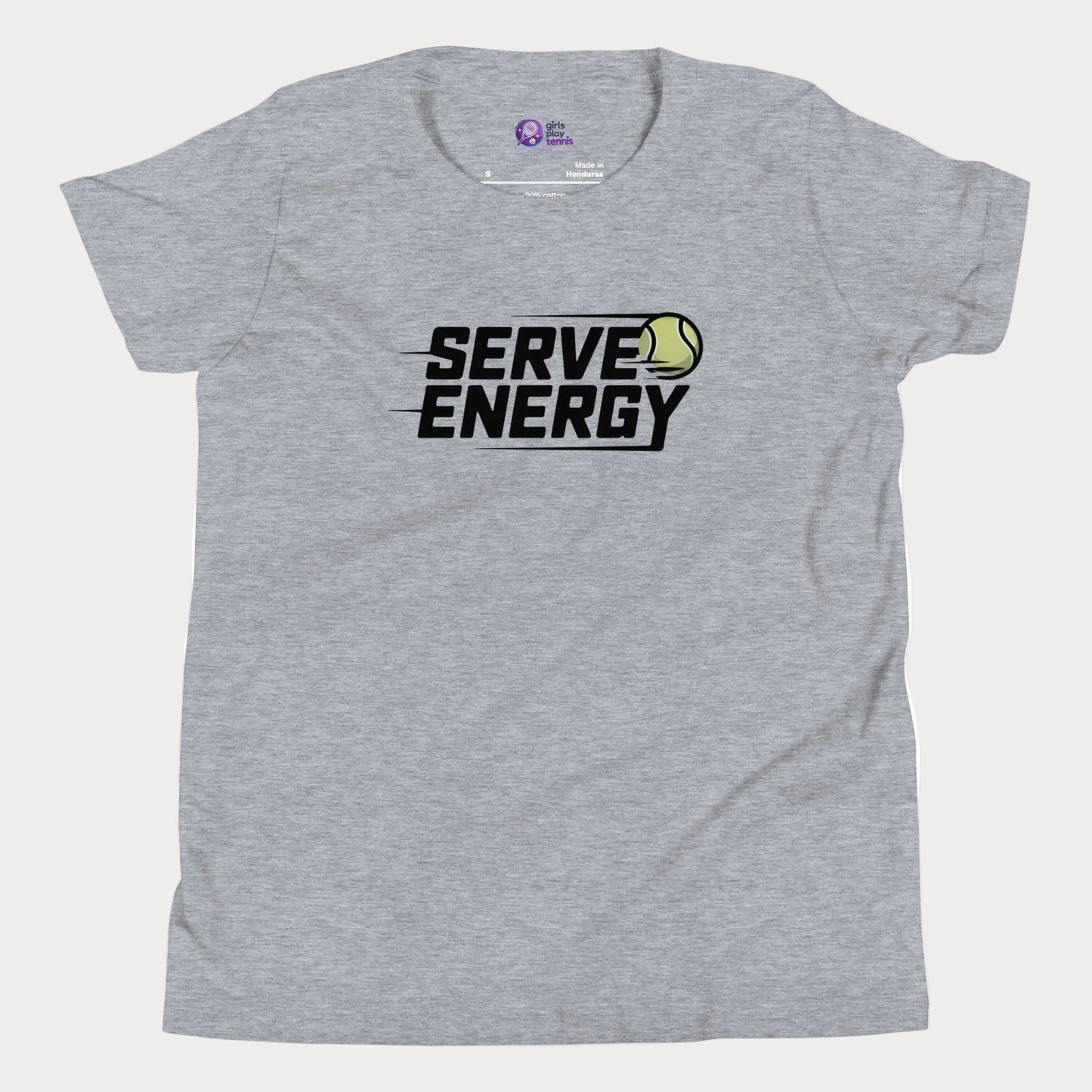 Athletic Grey Serve Energy modern tennis t-shirt for kids and teens