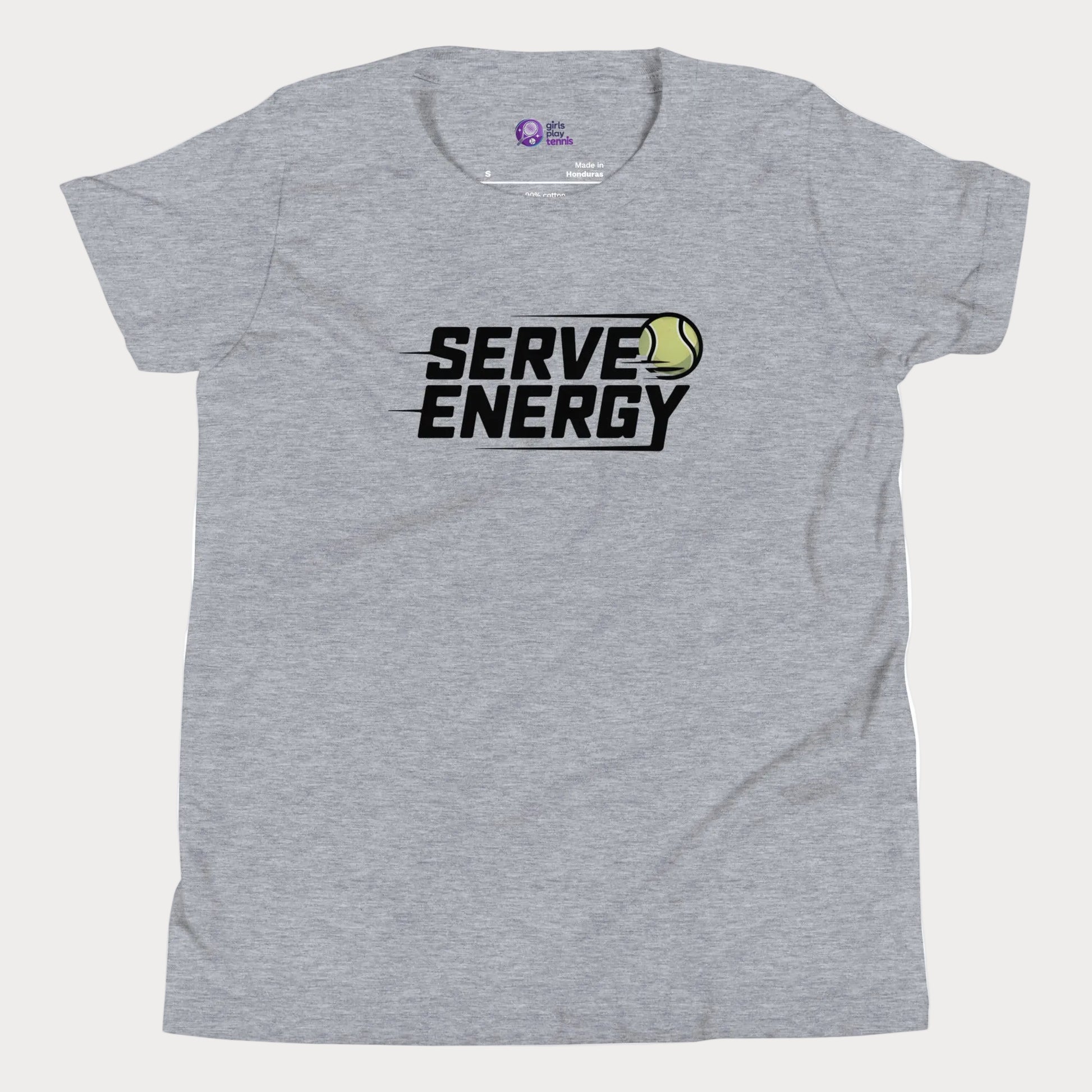 Athletic Grey Serve Energy modern tennis t-shirt for kids and teens