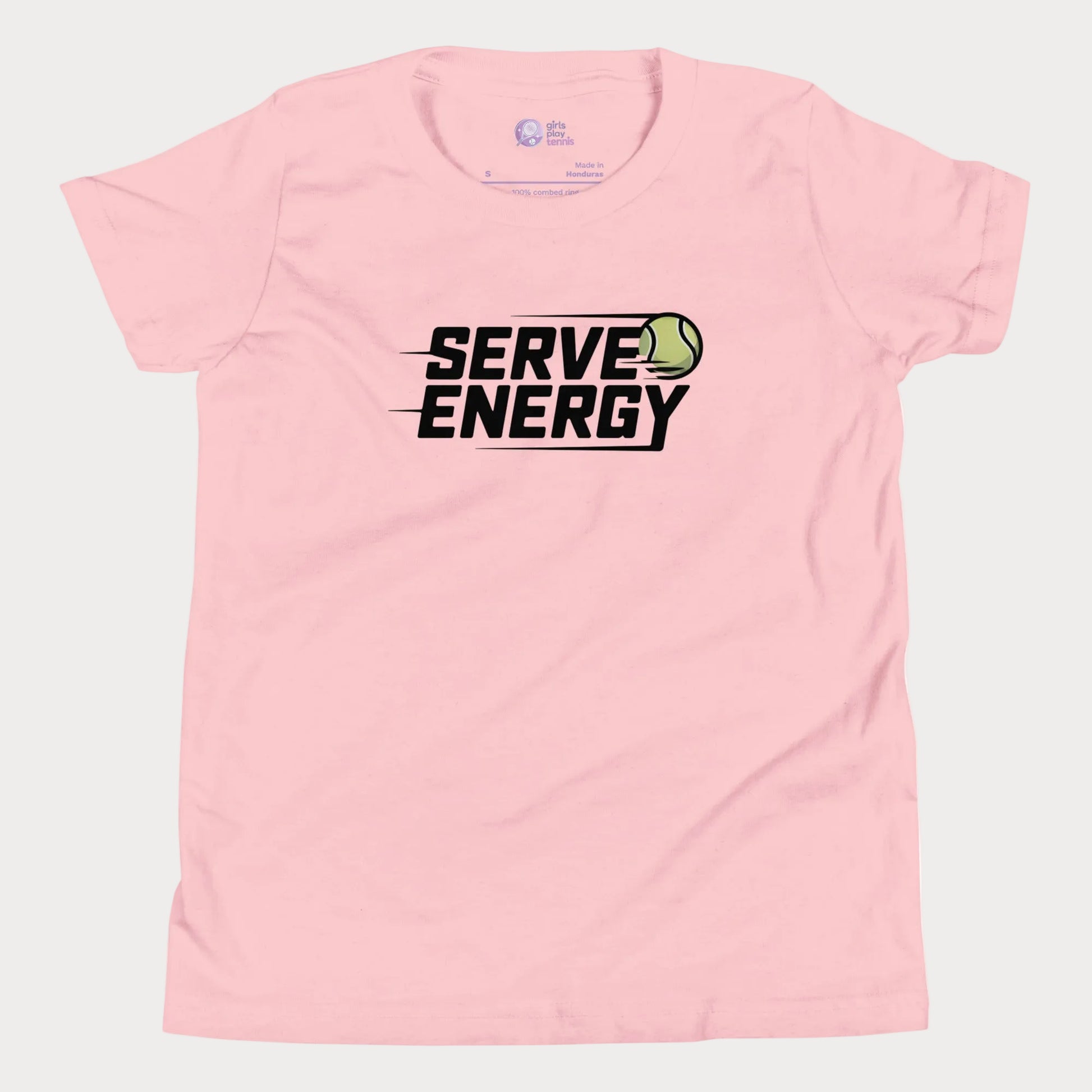 Pink Serve Energy modern tennis t-shirt for kids and teens