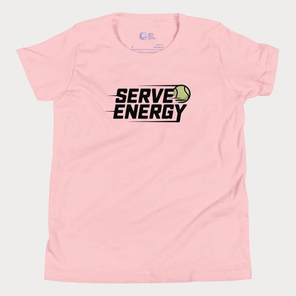 Pink Serve Energy modern tennis t-shirt for kids and teens