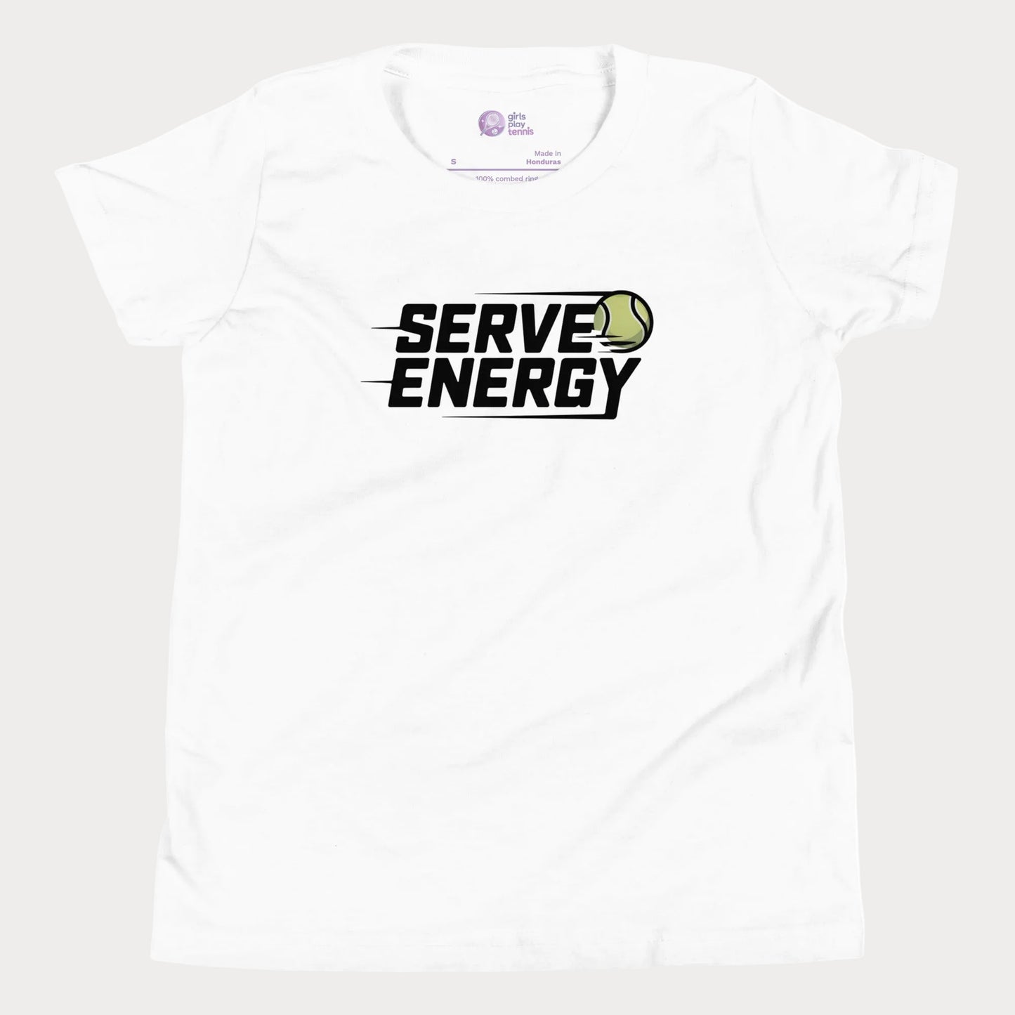 White Serve Energy modern tennis t-shirt for kids and teens