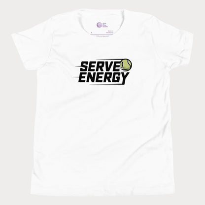 White Serve Energy modern tennis t-shirt for kids and teens