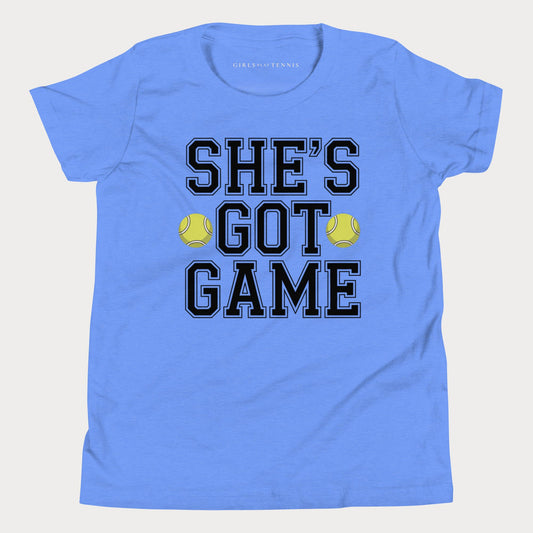 She's Got Game Youth Varsity Tennis Tee