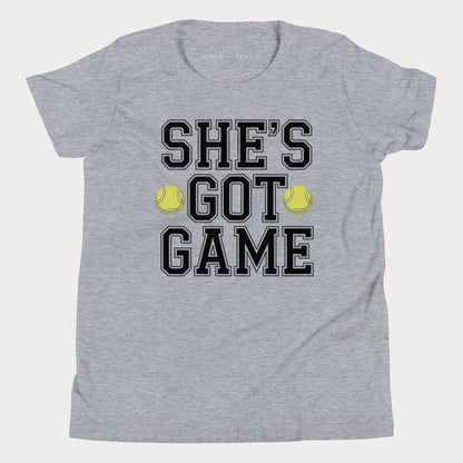 She's Got Game Youth Varsity Tennis Tee