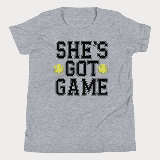 She's Got Game Youth Varsity Tennis Tee