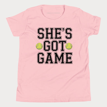 She's Got Game Youth Varsity Tennis Tee