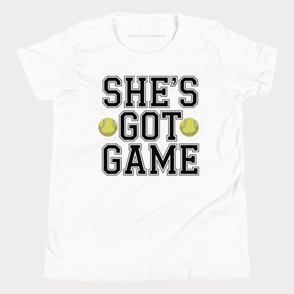 She's Got Game Youth Varsity Tennis Tee