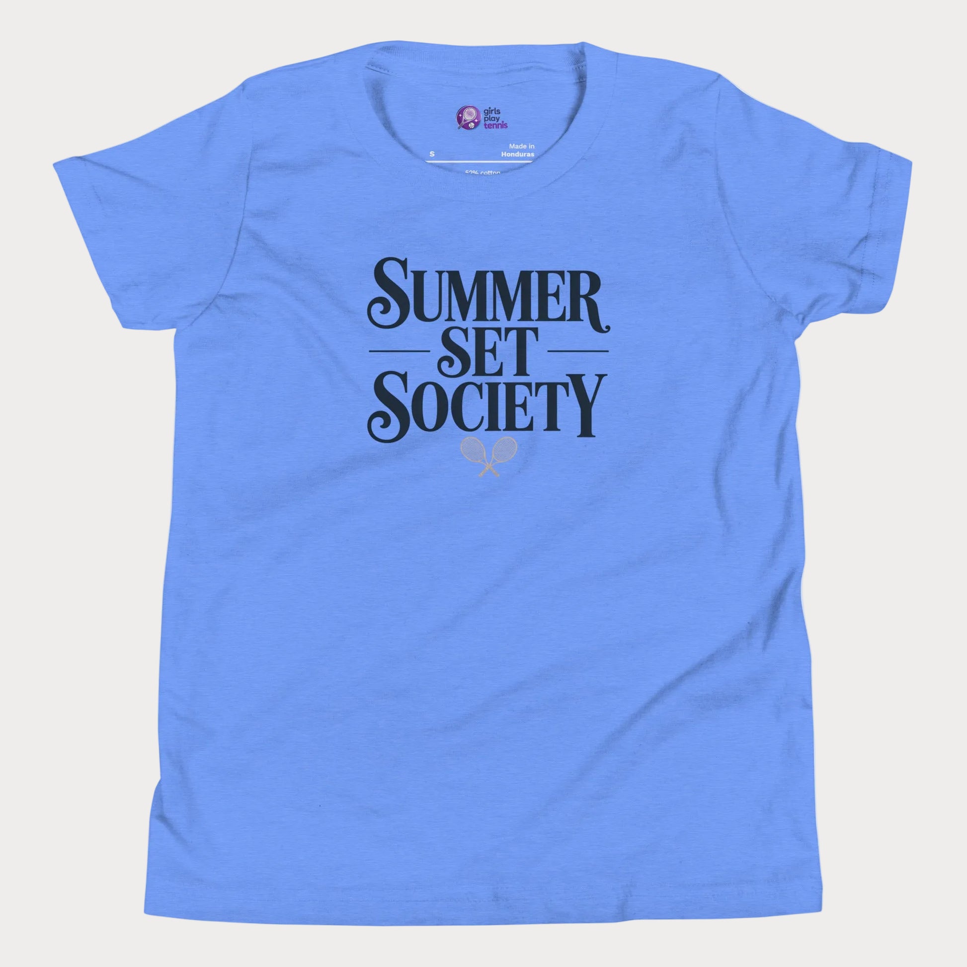 Summer Set Society girls and women’s tennis tee in blue premium cotton shirt