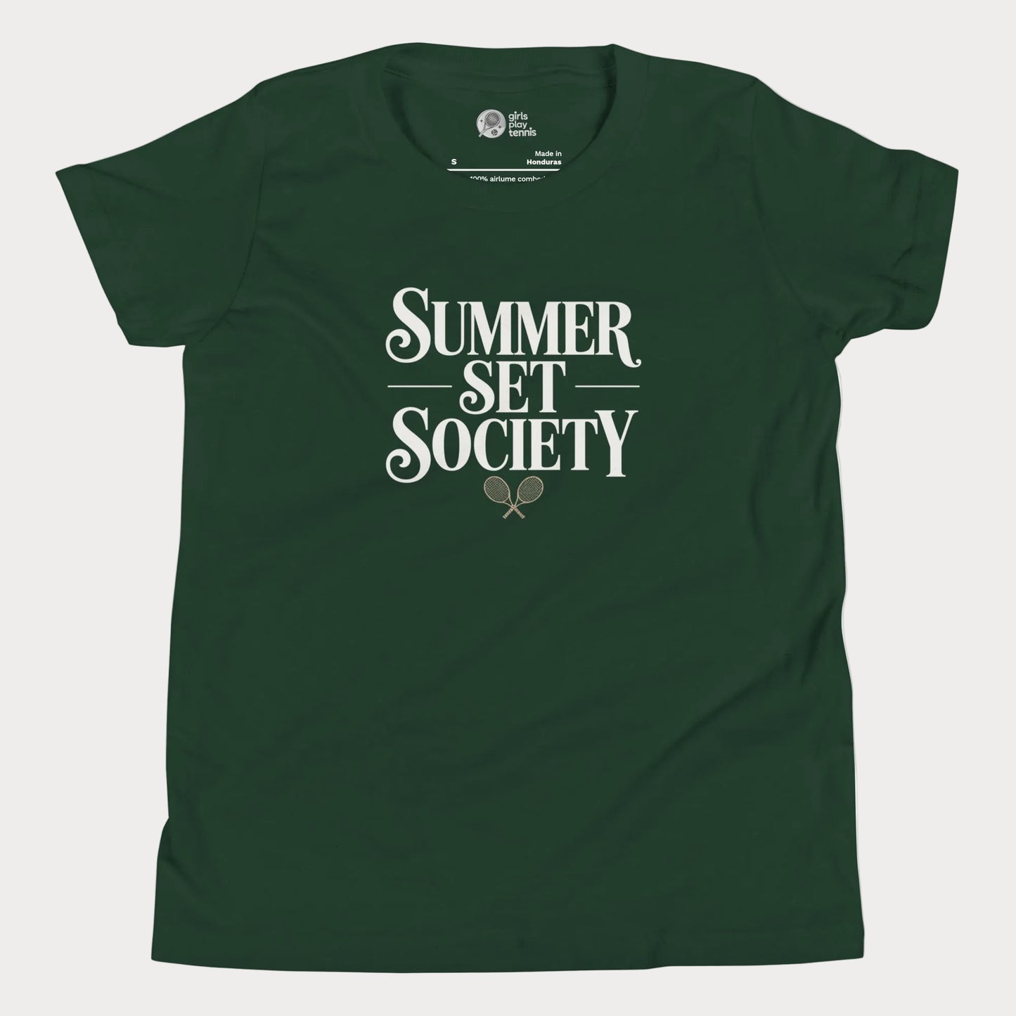 Summer Set Society girls and women’s tennis tee in forest green premium cotton shirt