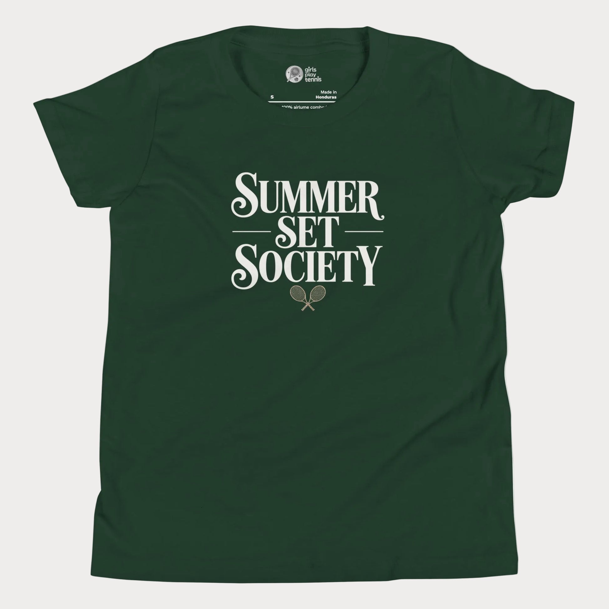 Summer Set Society girls and women’s tennis tee in forest green premium cotton shirt