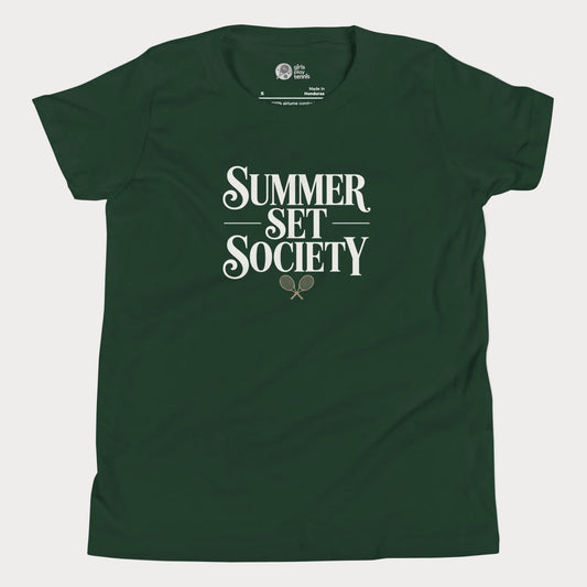 Summer Set Society girls and women’s tennis tee in forest green premium cotton shirt