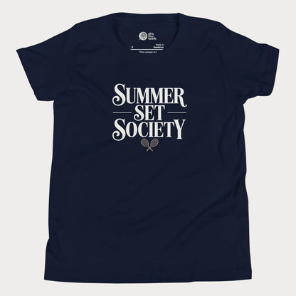 Summer Set Society girls and women’s tennis tee in navy premium cotton shirt