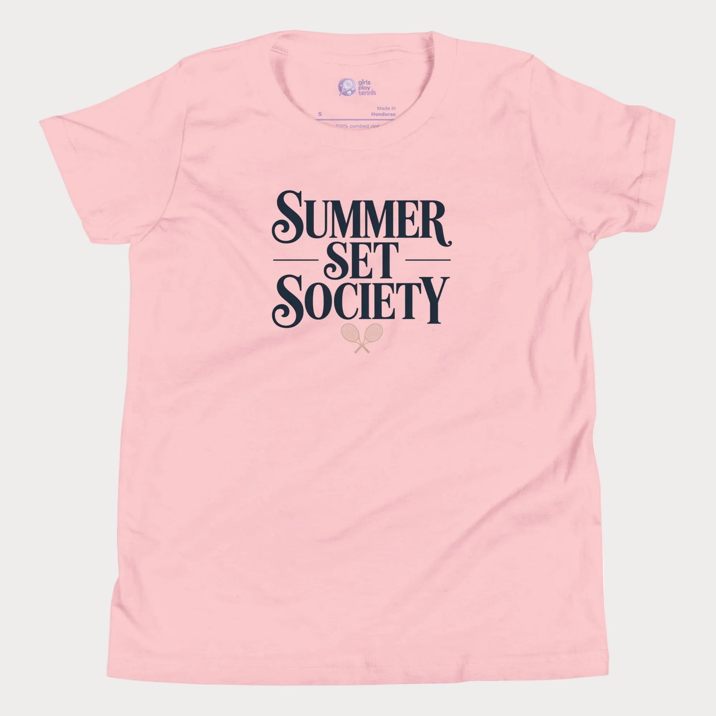 Summer Set Society girls and women’s tennis tee in pink premium cotton shirt