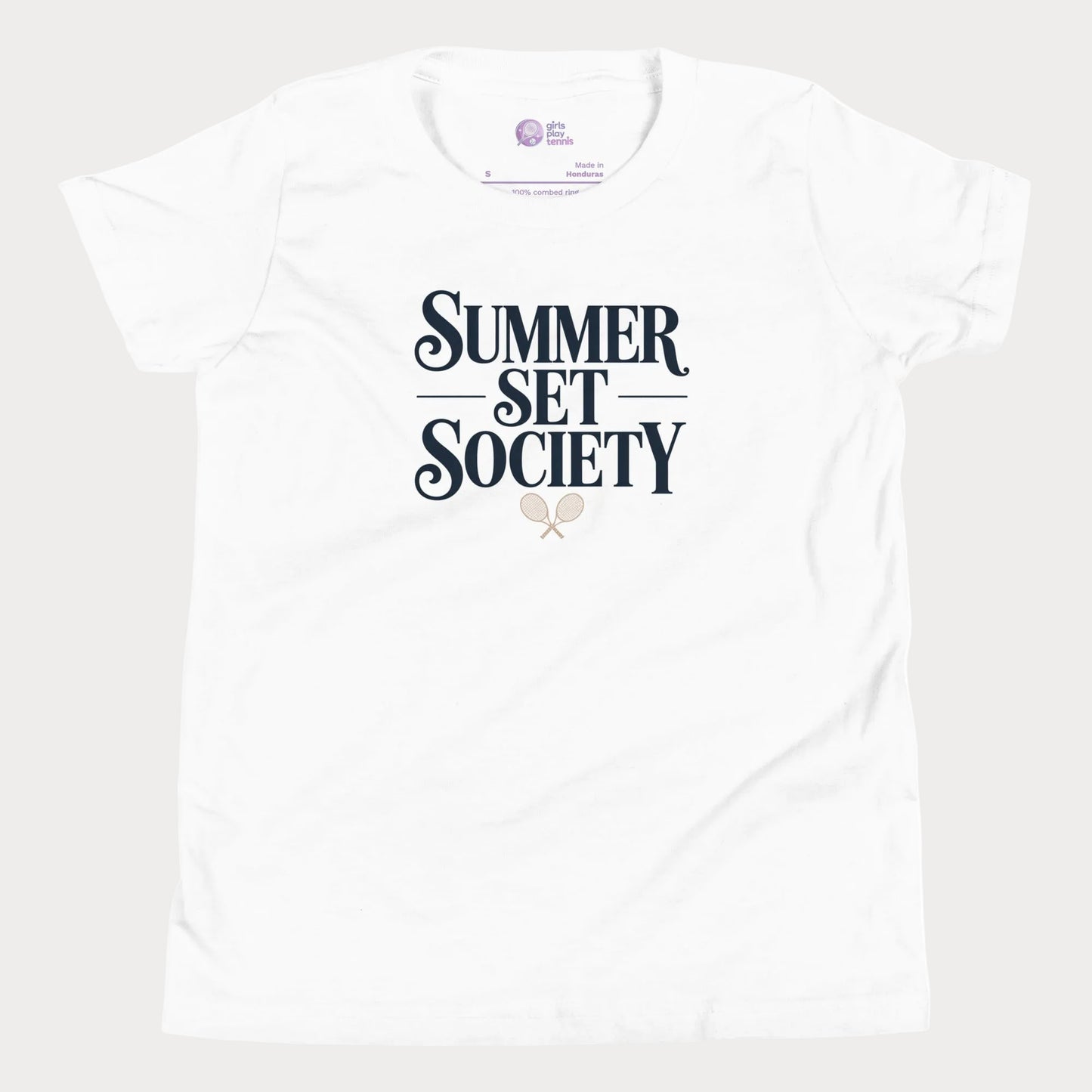 Summer Set Society girls and women’s tennis tee in white premium cotton shirt